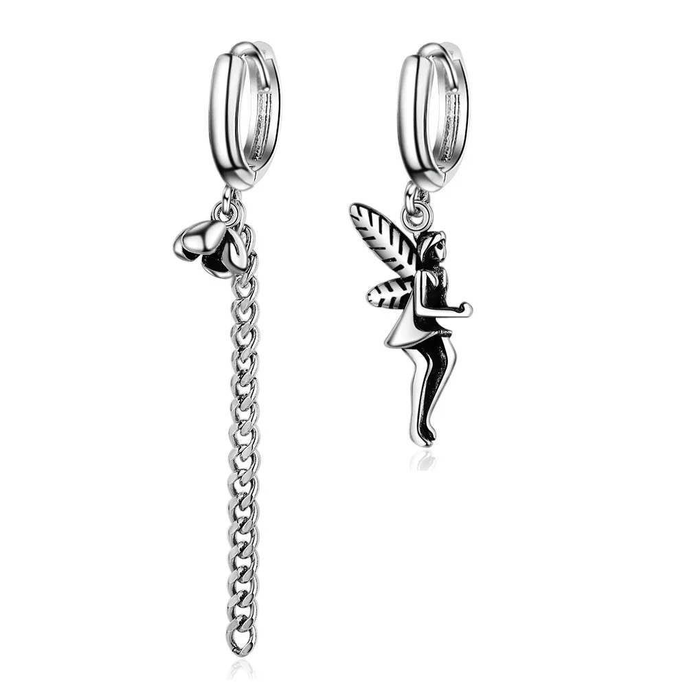 

New Arrival 925 Sterling Silver Elegant Asymmetry Angel Ladies Tassel Stud Earrings Jewelry For Women Christmas Gift Wholesale