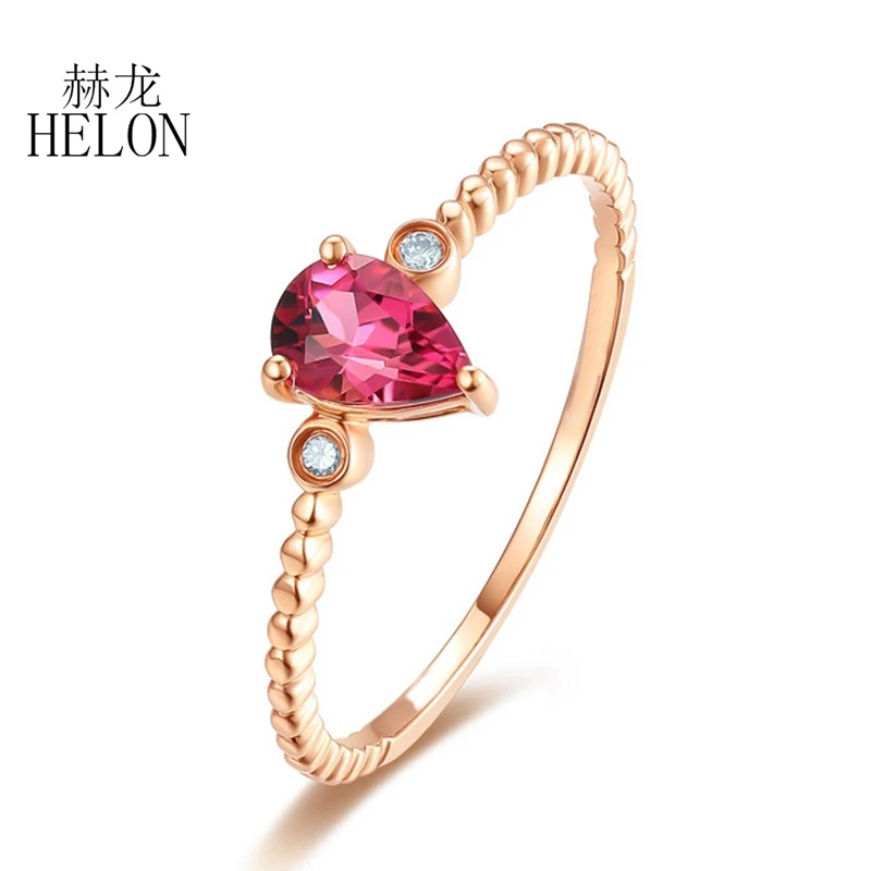 Кольцо с турмалином 14 карат розовое золото 0.42ct бриллиантами