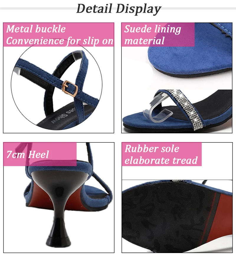 Синие женские босоножки Черные классические на высоком каблуке Женская летняя