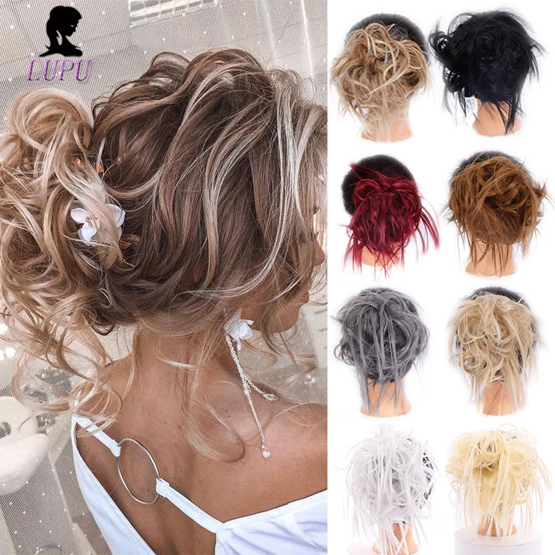 Лупу синтетические грязные булочки Пончик резинки шиньон эластичная лента для