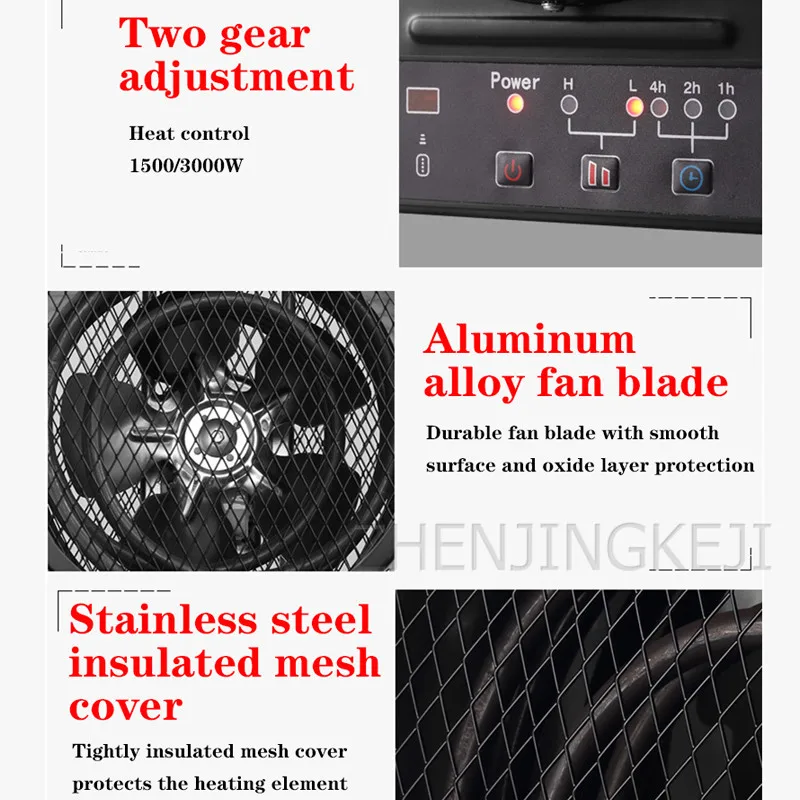 

3000W Household Wall Hanging Heater Electric Heating Fan 220V Bathroom Warmer Remote Drying