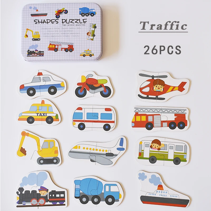 traffic Новое поступление, детские игрушки, обучающая головоломка для раннего старта, когнитивные карточки, автомобильный/Фруктовый/Животный/спасательный набор, парная головоломка, подарок для ребенка - Цвет: traffic
