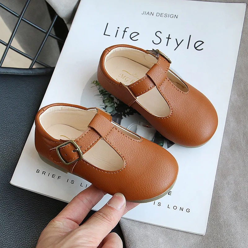 

Kids Shoes for Baby Girls Prewalker Shoes Black White Princess Leather Shoes Soft Shoes 2~10 Age Anti-slippery Sole for Children