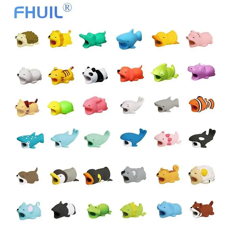 

Cute Bite Mobile Phone Cable Protector Winder Usb Charger Data Cable Protection Silicone Cartoon Cord Cable Organizer Holder
