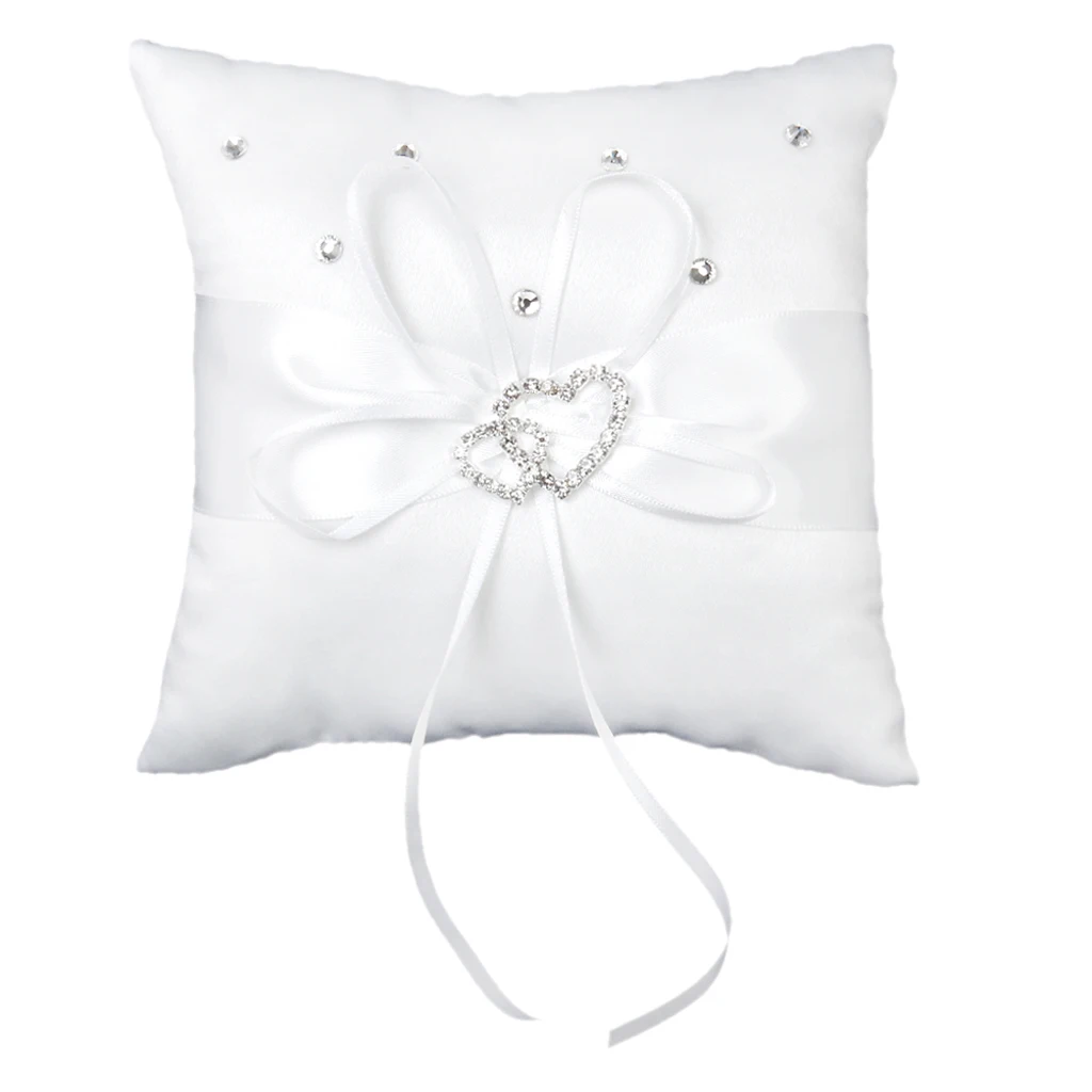 With All My Heart Crystal Diamante Wedding Ring Bearer Pillow White 15cm X15cm | Дом и сад