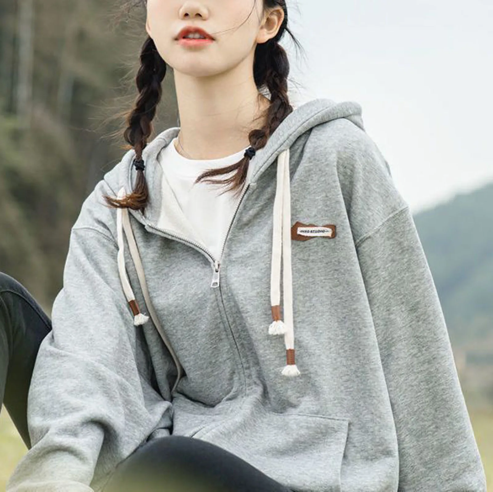 Женская однотонная блузка с длинным рукавом свободного покроя | одежда