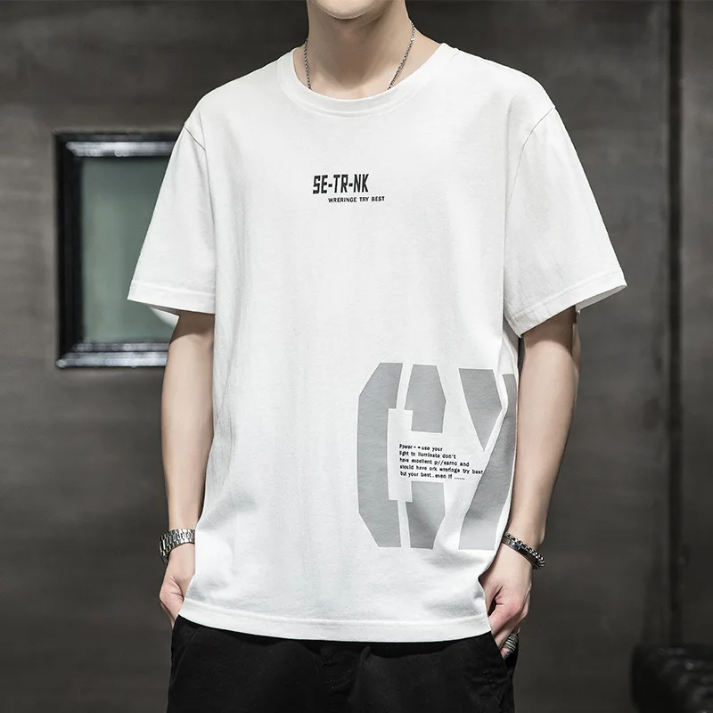 

T-shirt men's summer 2021 new trendy brand trend cotton casual half-sleeved clothes loose Korean compassionate