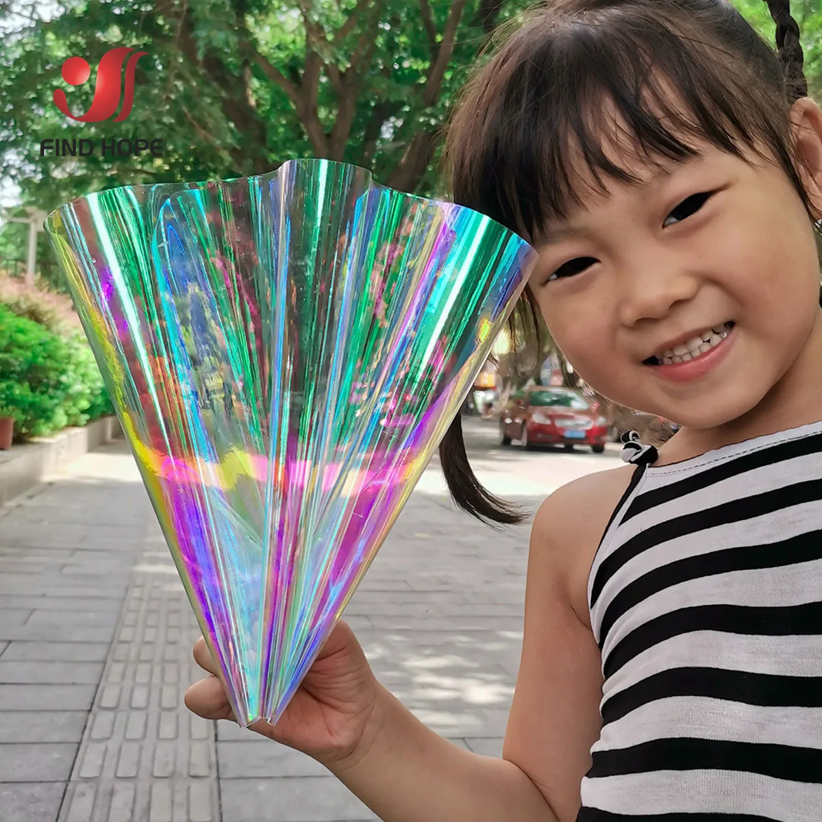 

Laser Iridescent Holographic Film Clear Transparent PVC Fabric Leather Rainbow Film Shiny Vinyl Material DIY Bow Craft Bag