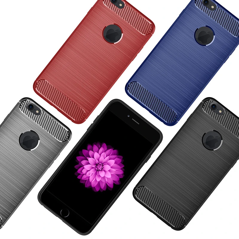 Чехол для iPhone 6 6S Plus чехол силиконовый бампер из ТПУ карбоновый 6P 6sP 6plus 6splus