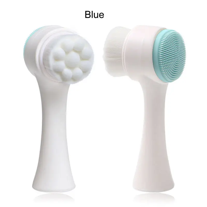 Двухсторонняя силиконовая щётка для очищения лица портативный размер 3D очистки