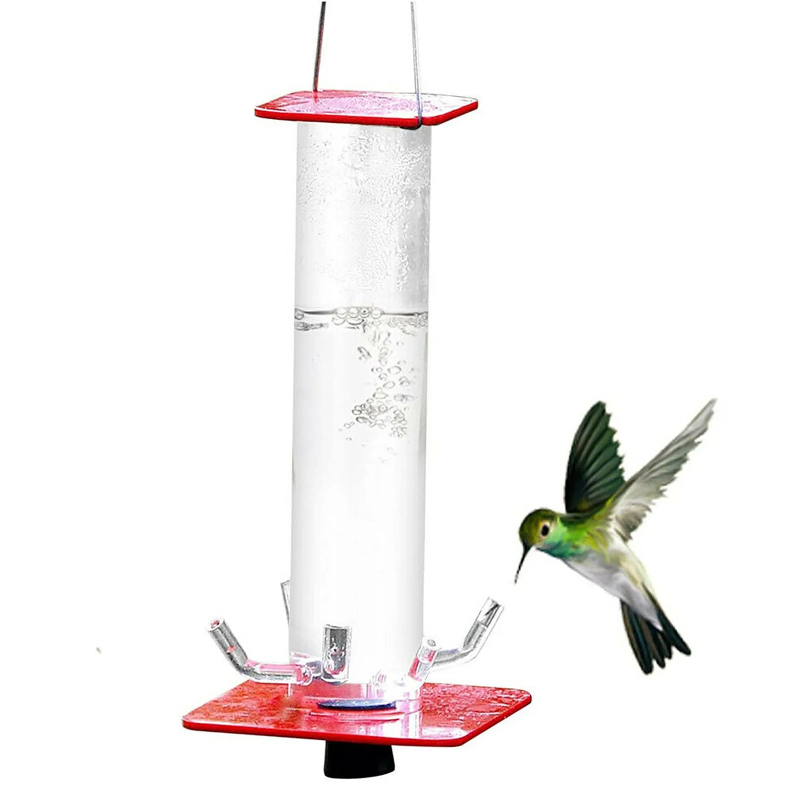 

1PC Hummingbird Feeder Unique Design Feeding System With Bright Transparent Tube Hanging Cylindrical Bird Feeder