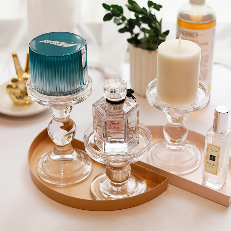 Европейский Романтический стеклянный подсвечник прозрачный для свадебного