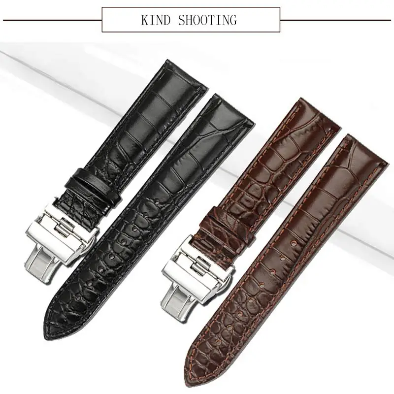 

Crocodile Pattern Cowhide Watch Band 18MM 20MM 22MM 23MM 24MM 26MM Strap Genuine Leather Belt Steel Butterfly Buckle Watchbands
