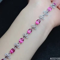kjjeaxcmy fine jewelry 925 sterling silver inlaid natural pink topaz women vintage luxury oval gem hand bracelet support detecti