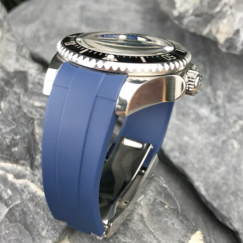 21mm High Quality Rubber Silicone Watch Strap Replacement for Role Sea Dweller Watchbands Gradient Blue DEEPSEA Belt Free Tools