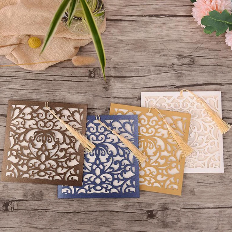 1 шт. образец лазерной резки свадебные пригласительные открытки квадратные