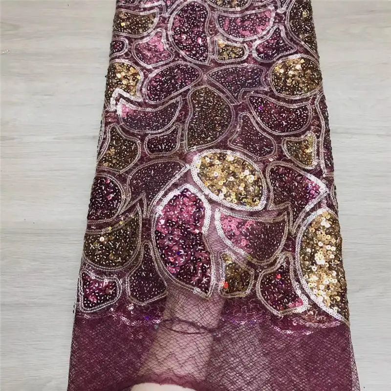 Нигерийское кружево ткань S 5 двор 3D кружевная с блестками на тюлевом кружеве 2019