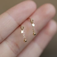 dainty star stud earrings for women small round bead chain 925 sterling silver fine jewelry simple gold accessory perfect gifts