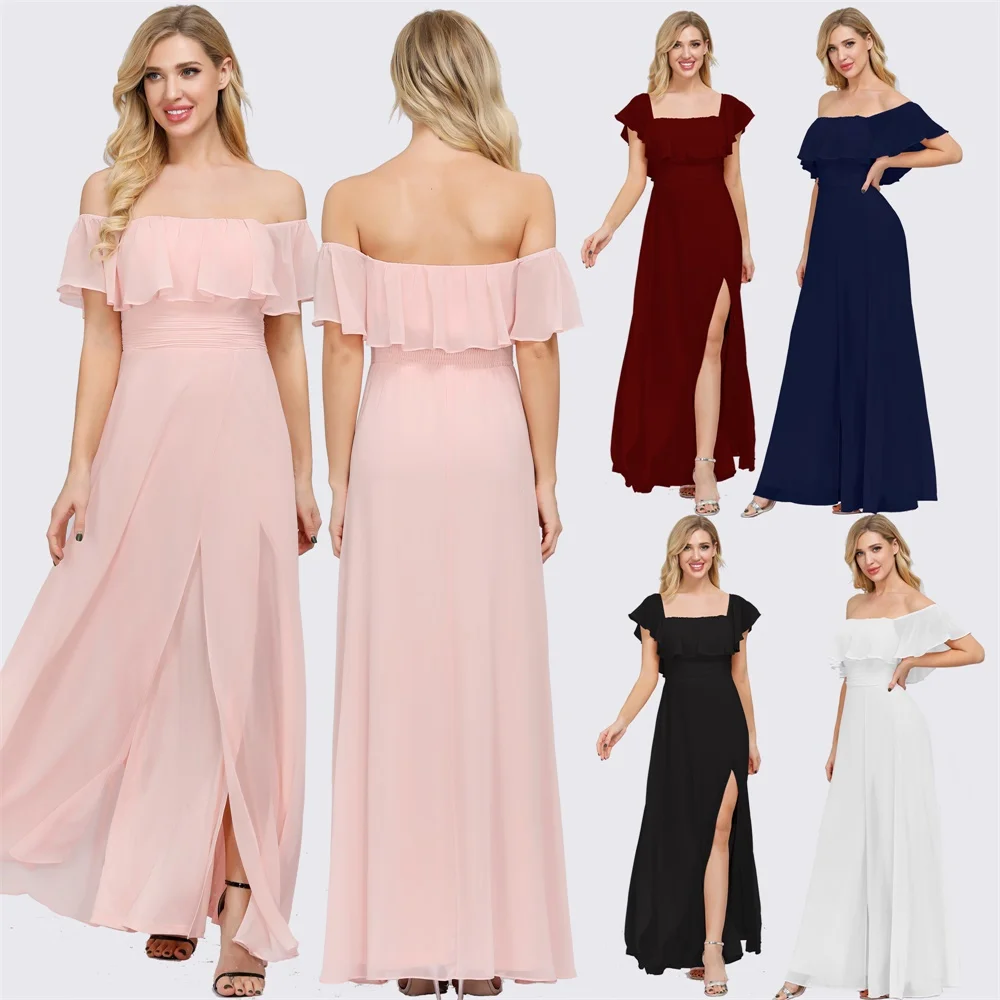 Розовое платье подружки невесты с вырезом лодочкой размера плюс Vestidos De Soriee XUCTHHC