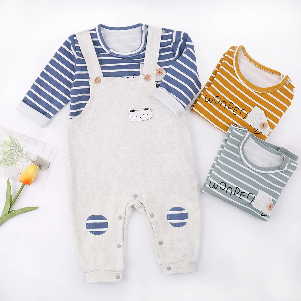 

LZH Newborn Clothes 2021 Autumn Fashion Baby Boys Clothes Long Sleeve T-shirt+Overalls Set For Baby Clothing Infant Sets 2 Year