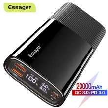 Essager 20000mAh Power Bank LED USB Quick Charge Powerbank 20000mah Type C External Battery Charger Portable Charging Poverbank