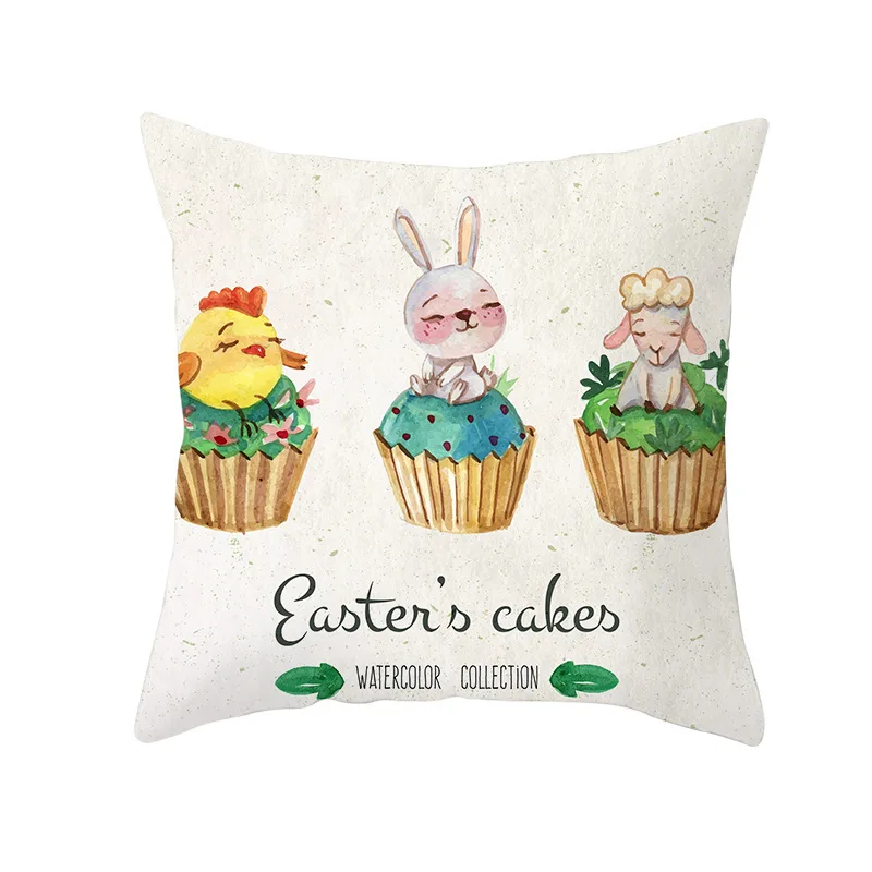 

Easter Bunny Decorative Pillow Cover Cartoon Animal Rabbit Cushion Sofa Covers Throw Pillowcase Spring Decoration for Home 45*45