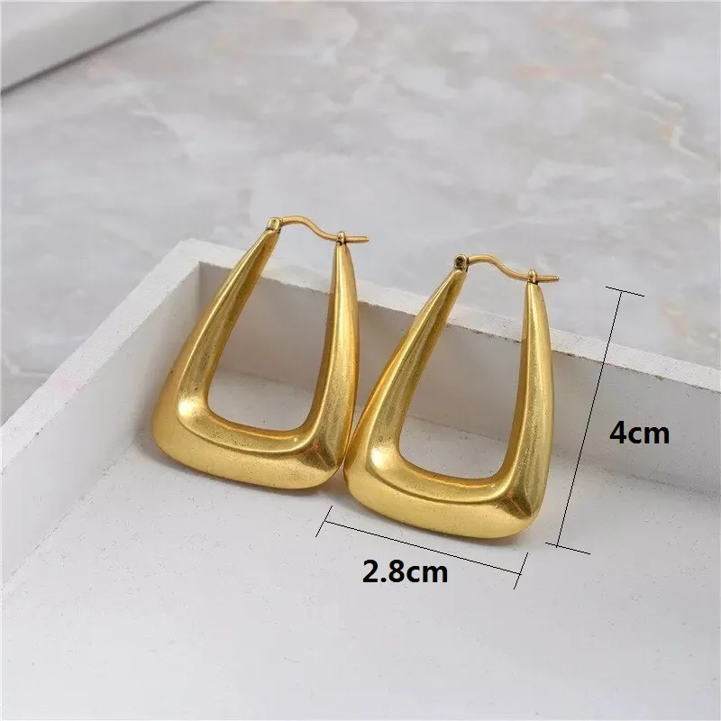 Прямоугольные геометрические толстые золотые серьги для женщин 2019 модные медные