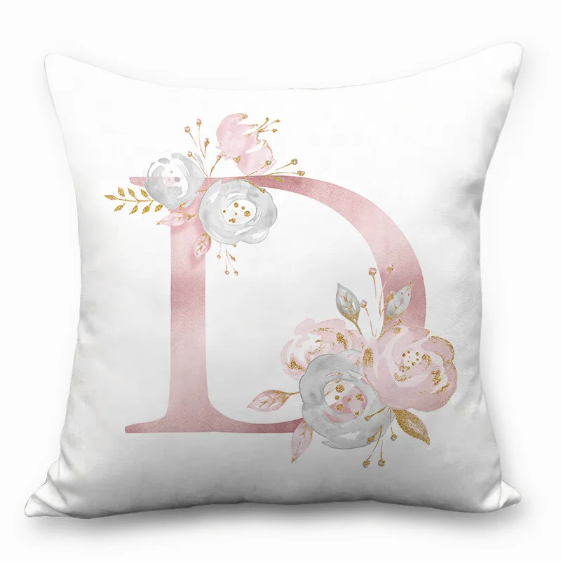 Наволочка розового цвета с буквенным принтом Подушка Чехол автомобиля диван