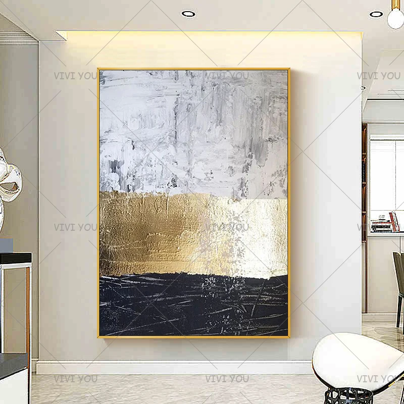 Популярная ручная роспись Высококачественная Современная Золотая абстрактная