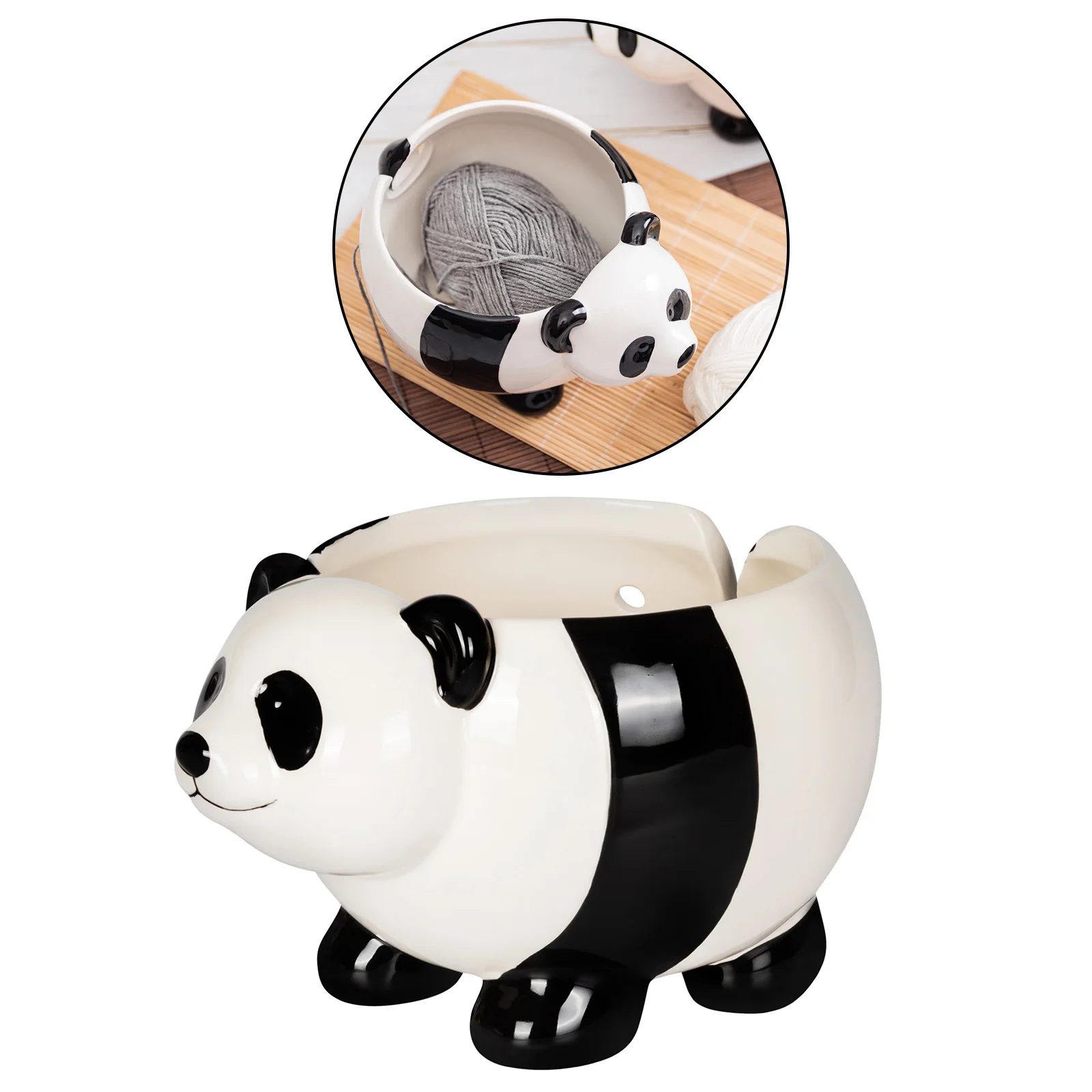 

Милая миска из пряжи панды 17 см для вязания, декоративная Ручная Керамическая пряжа для вязания, семейный Настольный коллектор