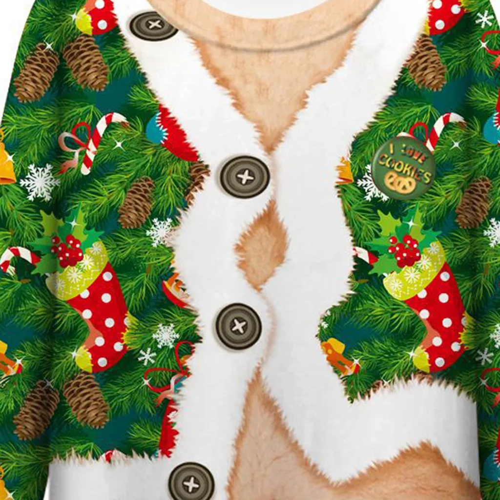 Рождественский женский свитер с забавным принтом уличная одежда пуловер топы