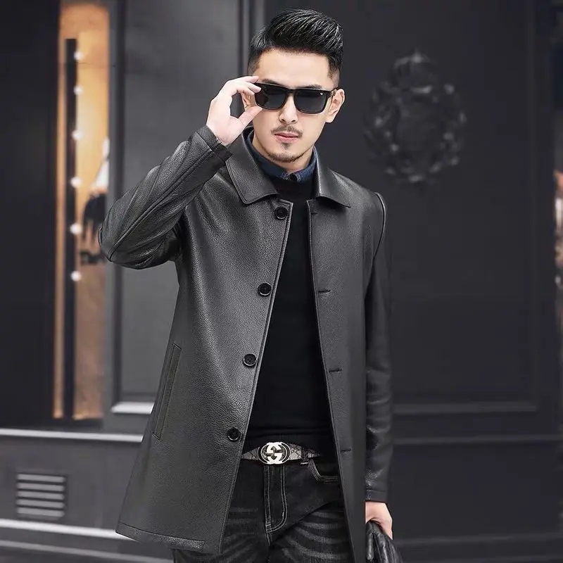 Абсолютная аутентичная мужская кожаная одежда из оленьей кожи ветровка haining