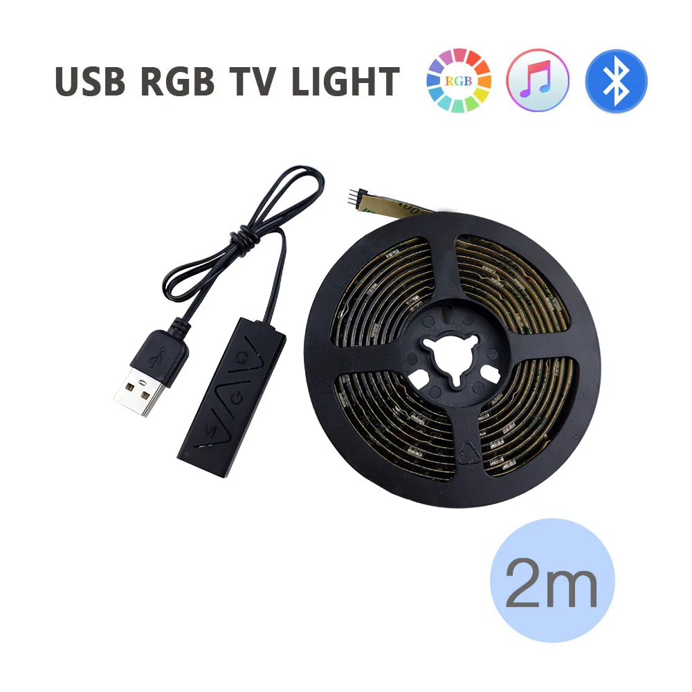 Цветная (RGB) светодиодный светильник полосы USB 5V 16 s/M SMD5050 гибкие светодиодные