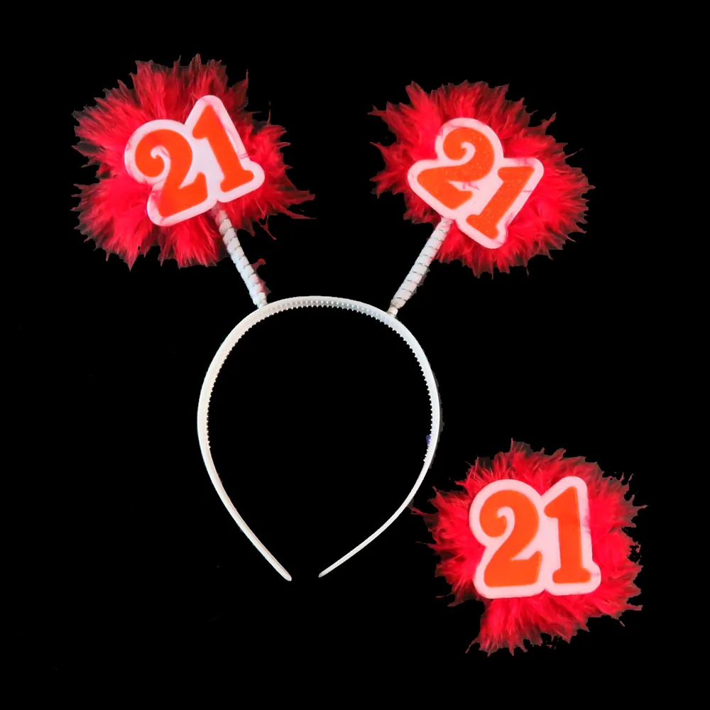 

2021 Red Birthday party DIY decoration headband Badge set Anniversary Orange 21 30 40 50 happy birthday event party supplies