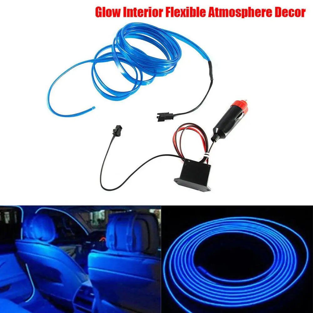 Контактор питания + синий драйвер 2 м Автомобильный светодиодный EL Wire лампа с