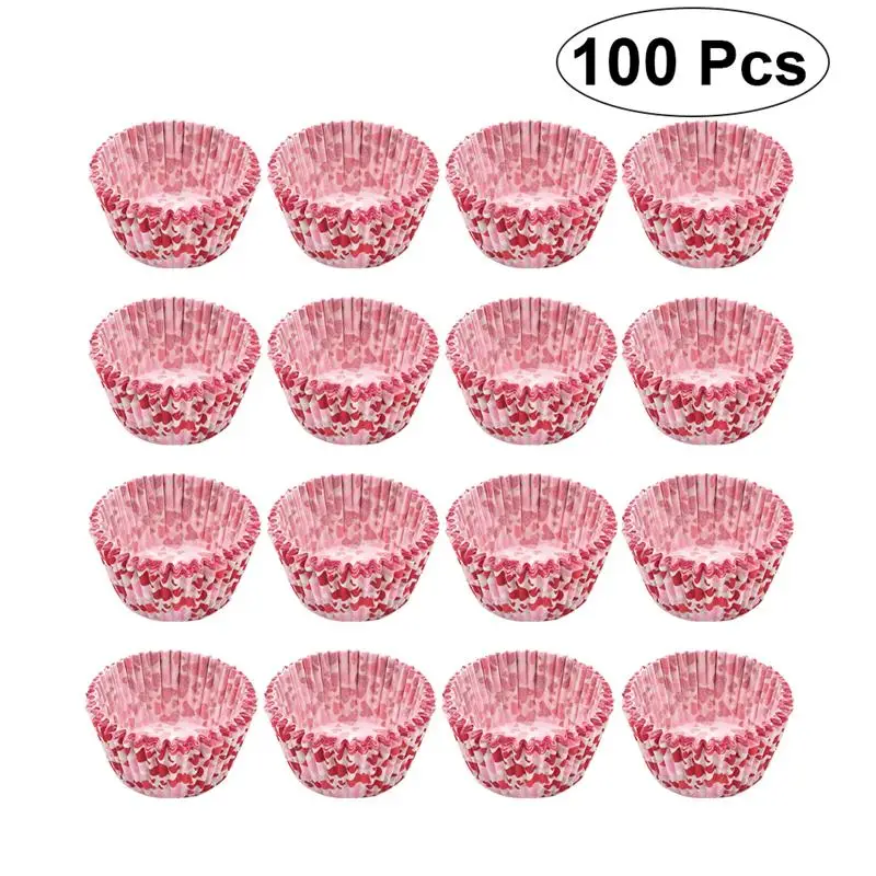 100 шт. Бумажные Формочки для выпечки торта в форме сердца на День святого