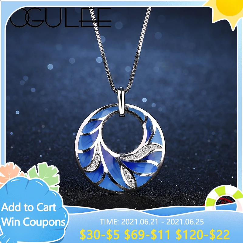 Голубой с принтом павлиньи перья 2020 Лидер продаж Модные Эмаль для женщин