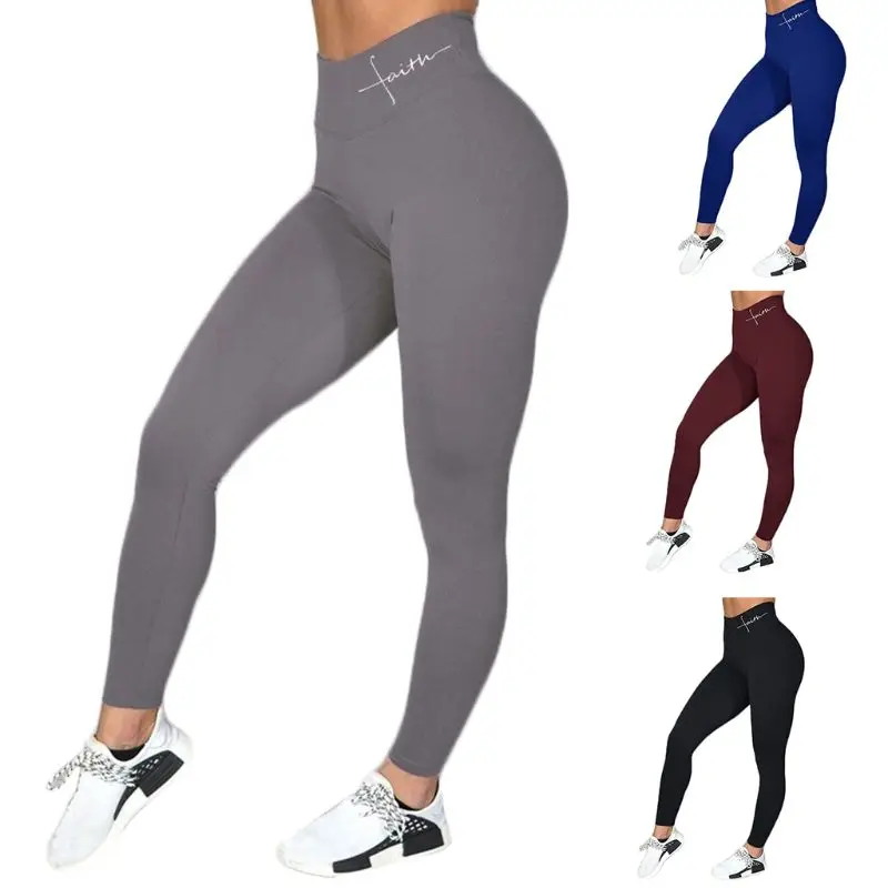 Vrouwen Geloof Brief Print Brede Tailleband Fitness Leggings Sexy Butt Lift Hoge Taille Broek Workout Tummy Controle Sport Panty Vrouwen Geloof Brief Print Brede Tailleband Fitness Leggings Sexy Butt Lift Hoge Taille Broek Workout Tummy Controle Sport Panty