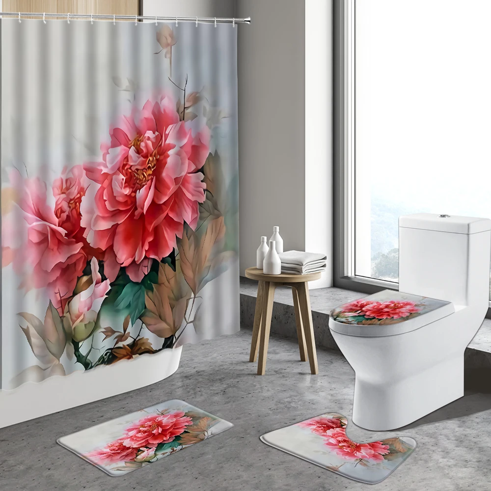 Цветная Цветочная занавеска для душа животные попугай домашний декор растения