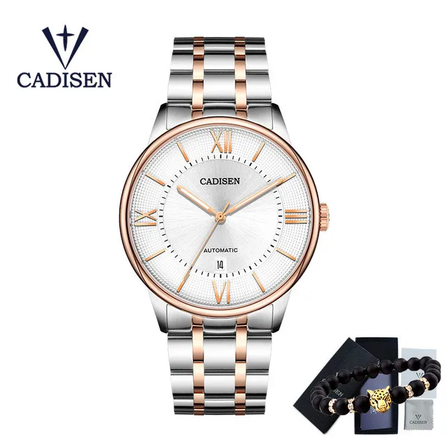 white CADISEN Miyota Move Мужские механические часы лучший бренд класса люкс автоматические водонепроницаемые часы мужские военные часы Relogio Masculino - Цвет: white