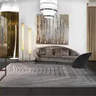 Современные трехмерные В Полоску Серый Кухня Гостиная прикроватный коврик для спальни коврики изготовленный на заказ