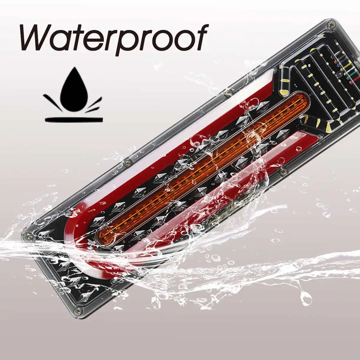 

2pcs 24V LED Dynamic Car Truck Tail Light Brake Light Turn Signal Lamp Rear Lamp For Trailer Van Boat RV Caravan Bus Lorry UTV