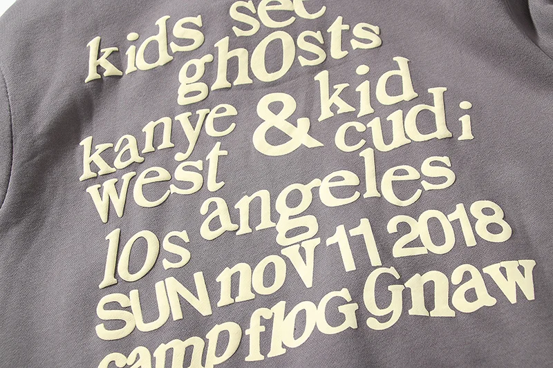 

Kanye West Kids See Ghosts Letter Printed Grey Women Men Hooded Sweatshirts Hoodie Hiphop Men Hoodie Pullover