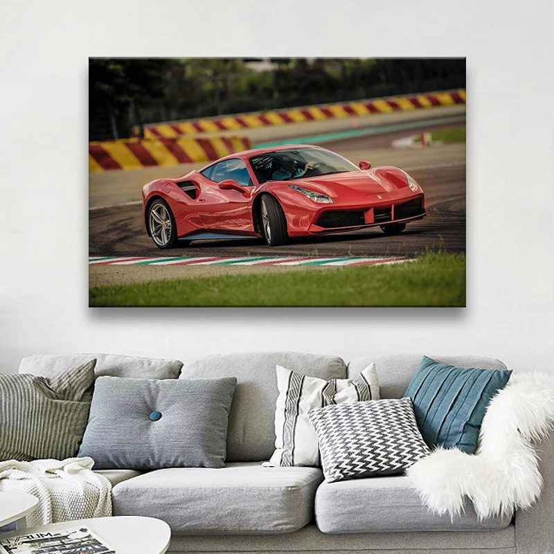 

Track drifting paintings super sports car 488 canvas prints hanging paintings with frame painting wall art living room