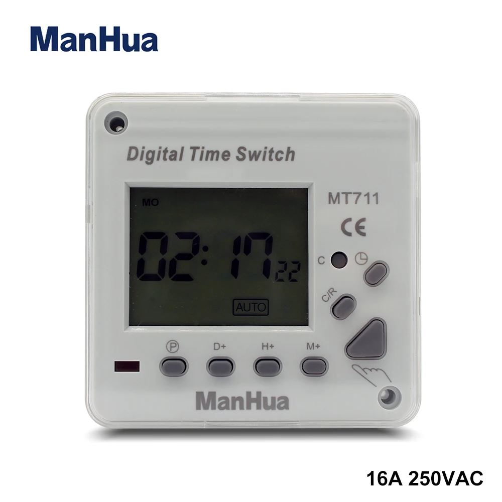 ManHua Digital Timer Switch Automatic  Electronicl MT711 Programmable Time with LCD Display 1pc lcd display switch weekly programmable electronic relay time switch timer