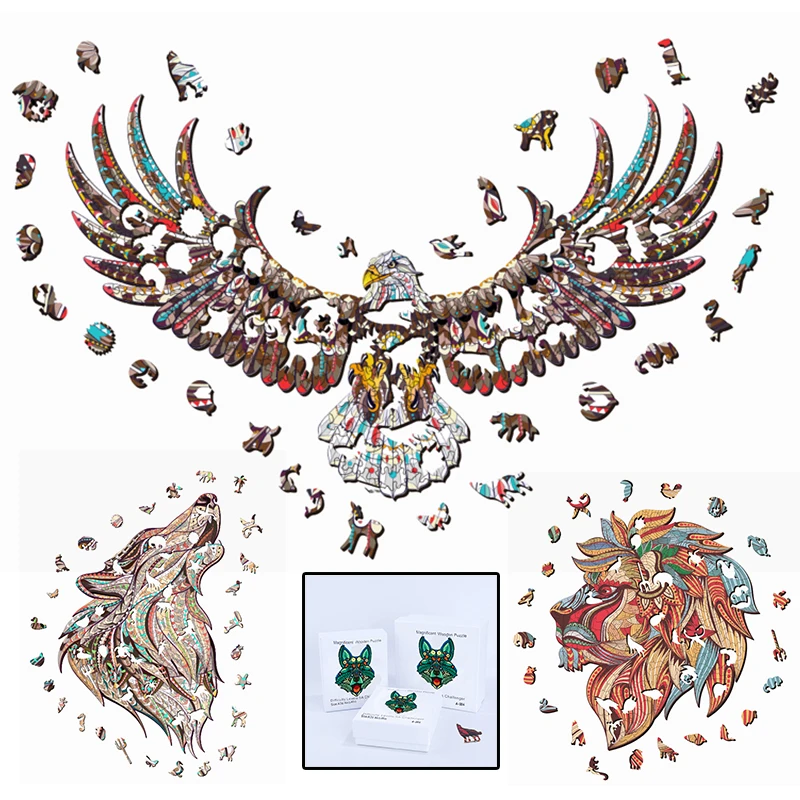 

2021 New Wooden Puzzle For Adults Children Wood DIY Crafts Animal Shaped Christmas Gift wooden jigsaw puzzle