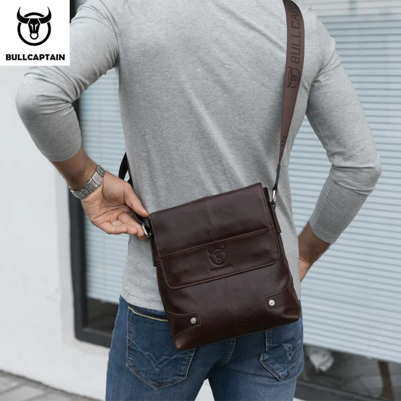 BULLCAPTAIN Men's Baotou Layer Cowhide Chest Nag New Leather Men's Shoulder Messenger multifunctional Shoulder Bag
