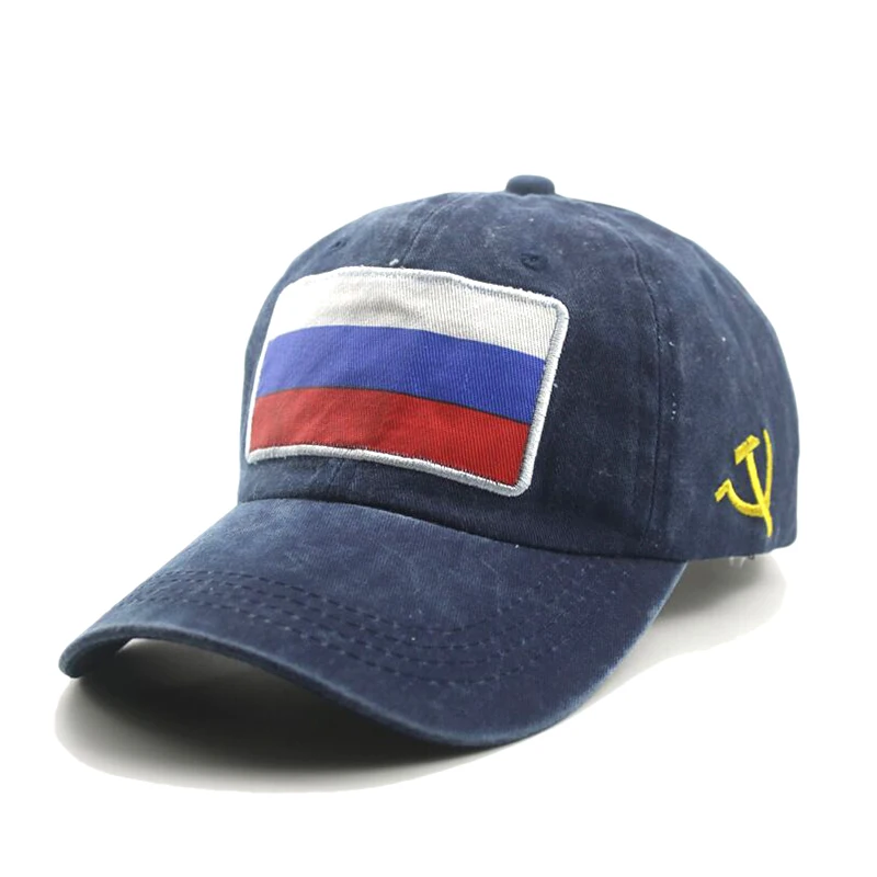 Бейсболка с вышивкой для мужчин и женщин хлопковая кепка российским флагом