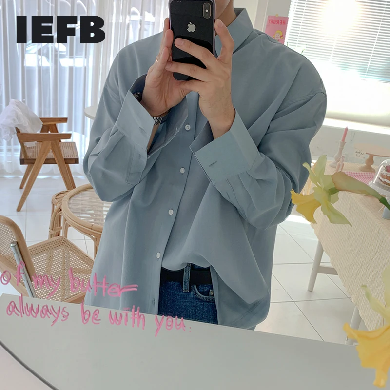 IEFB/Мужская одежда новинка весны рубашка с длинным рукавом для мужчин 2021