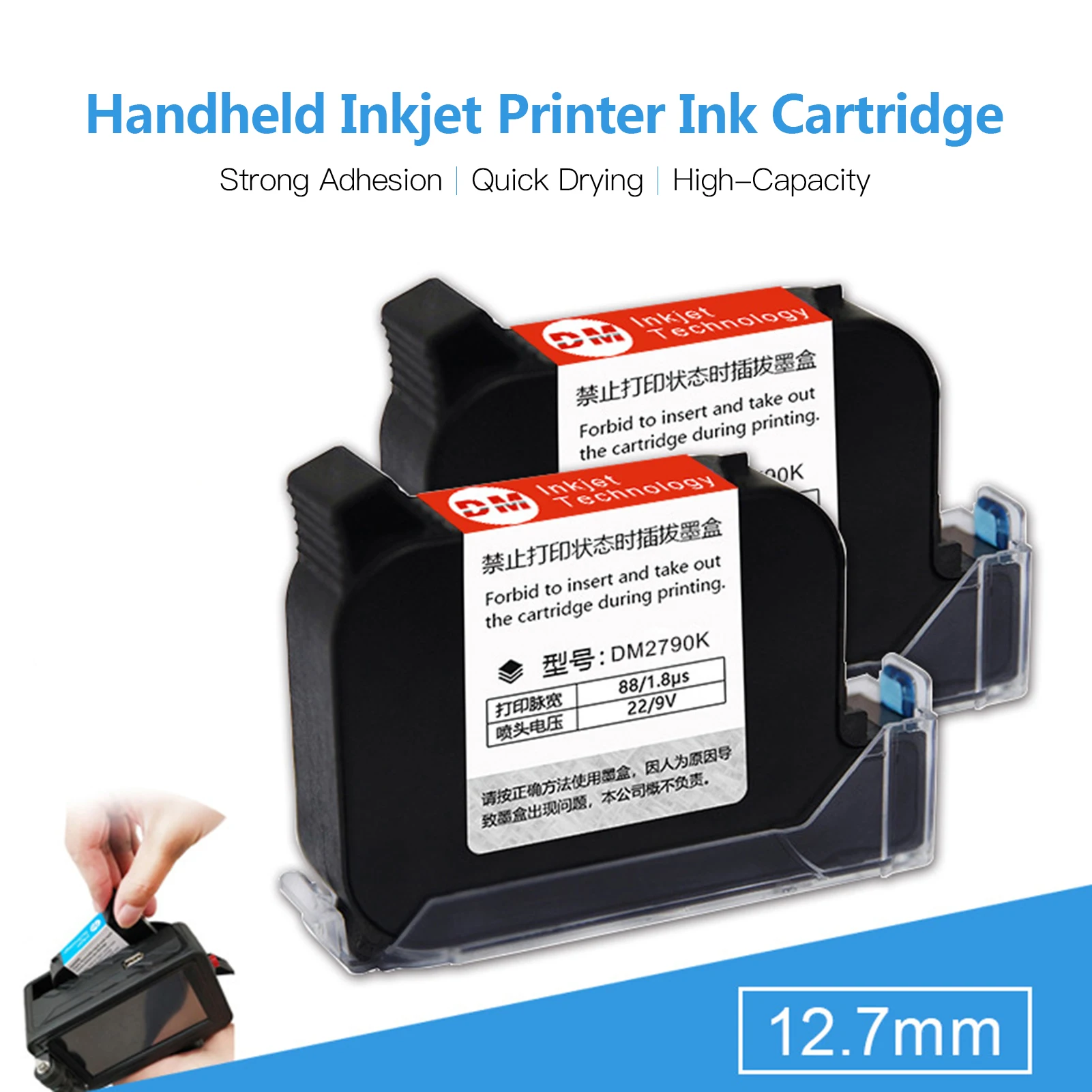 

2PCS Ink Cartridge Replacement Quick-Drying 45ml for MX3 Handheld Inkjet Printer black